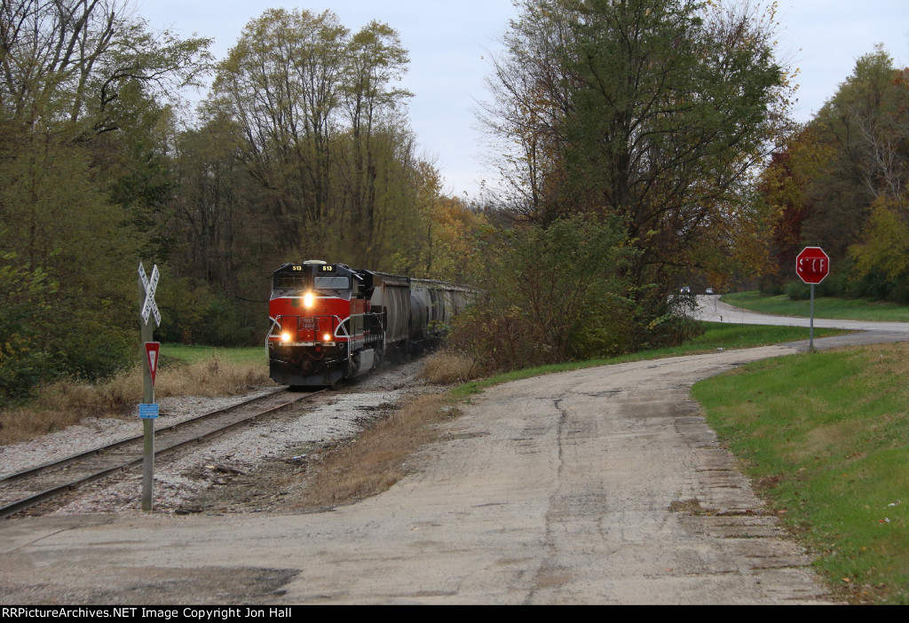 513 comes out of the trees as it follows the river north